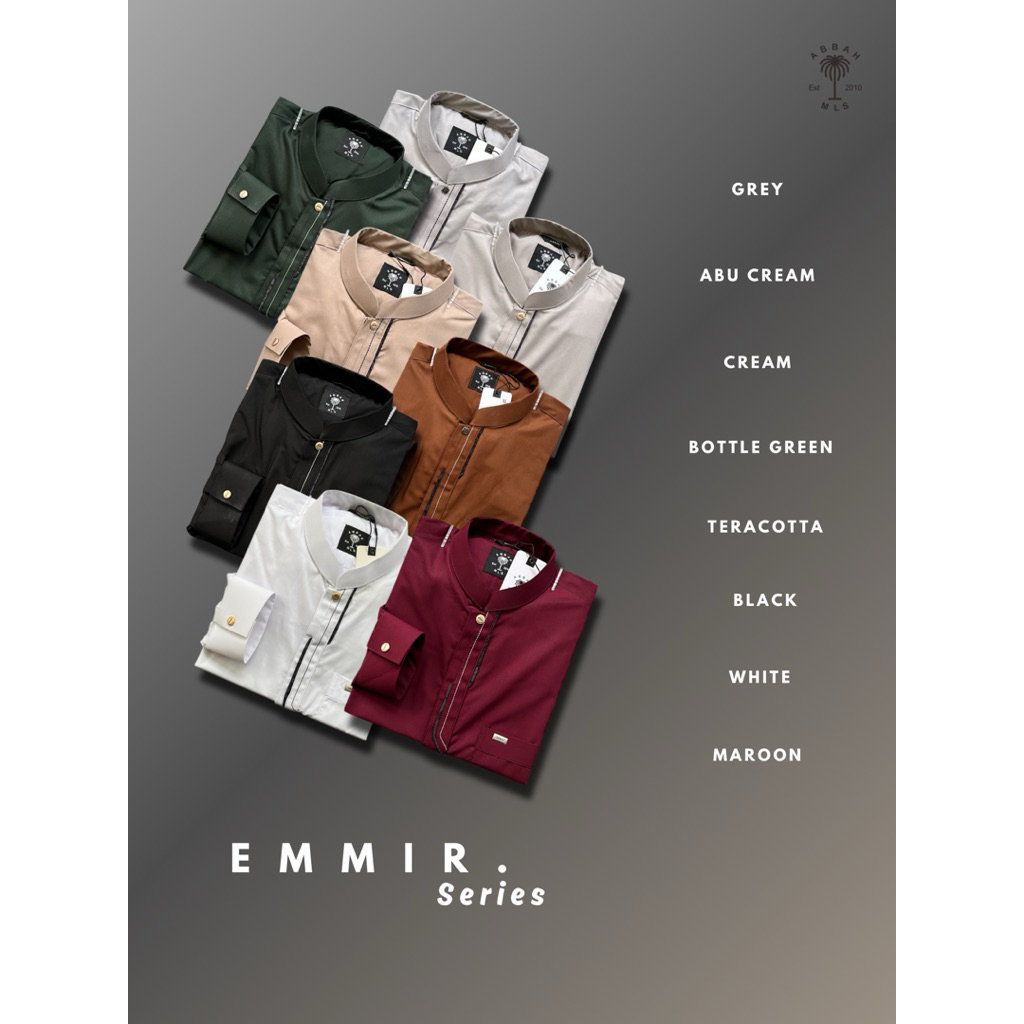 EMMIR series CREAM | Abbah Moslem Kemeja Koko Casual List Motif