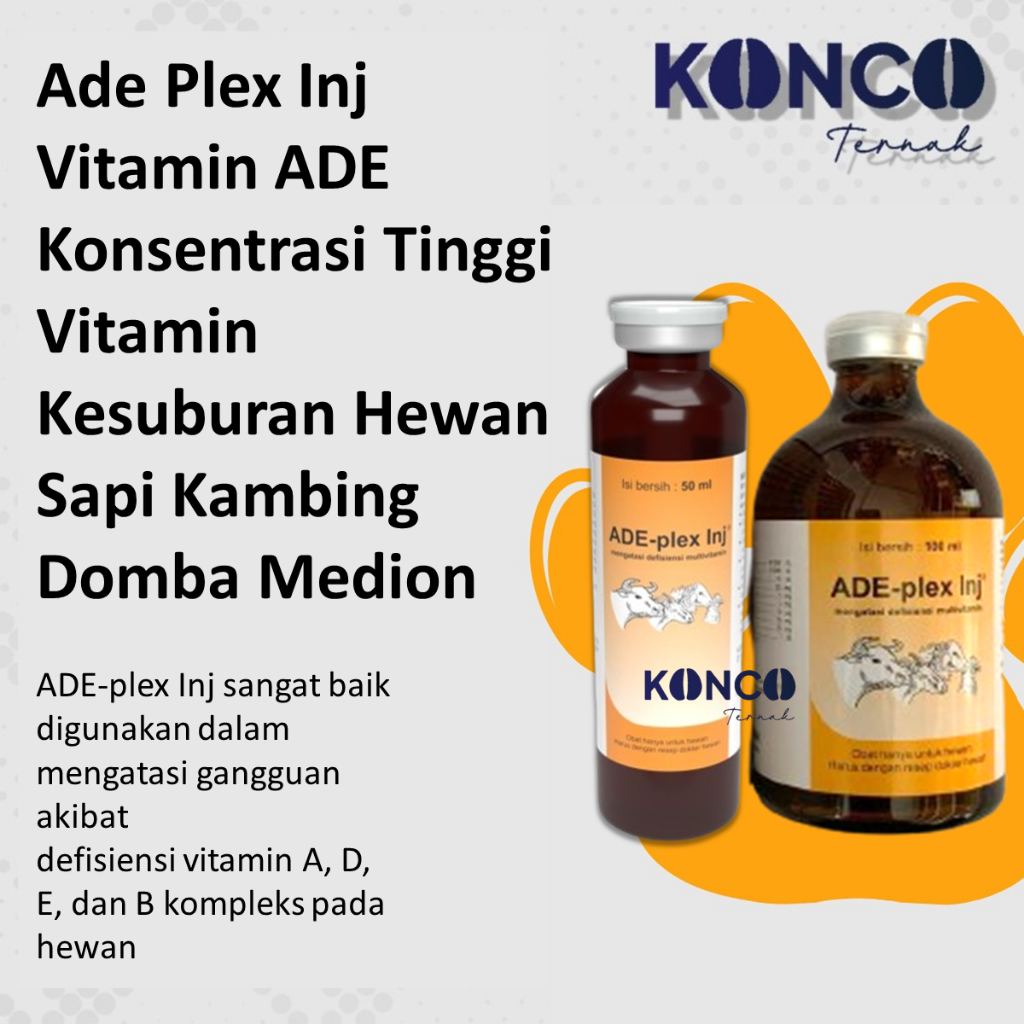Ade Plex Inj 100ml 50ml Vitamin ADE Konsentrasi Tinggi Vitamin Kesuburan Hewan Sapi Kambing Domba Me