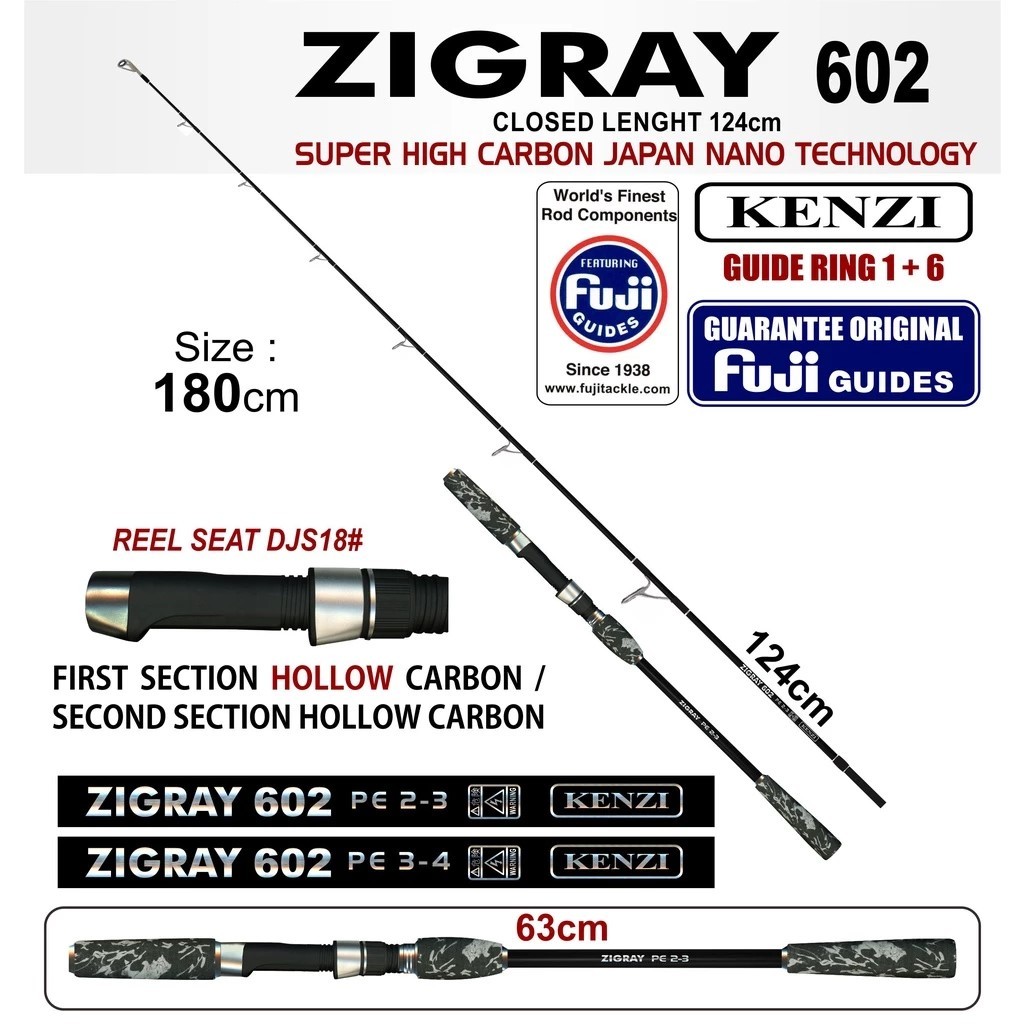 Joran KenzI Zigray 602 PE 2-3 PE 3-4 Ring Fuji Jigging Spinning