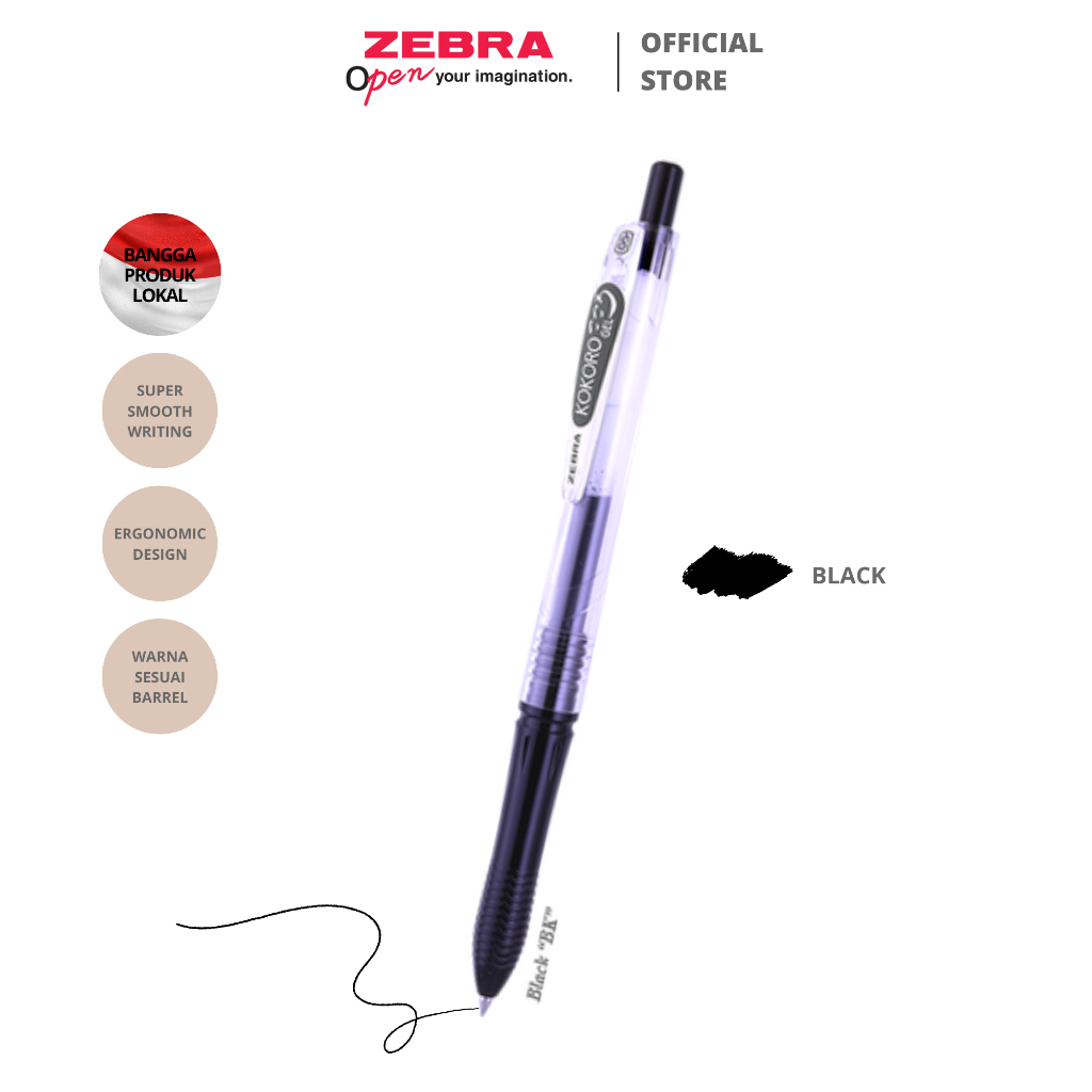 

ZEBRA Kokoro Pulpen Gel 12 Warna Colorful 0.5mm Retractable Gel Pen Pigment Gel Ink - satuan