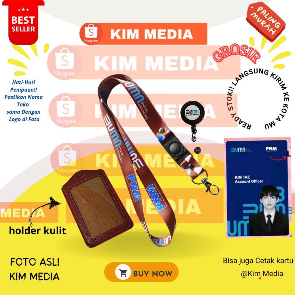 

Lanyard id card PNM COKLAT BARU / Tali id ard PNM BUMN coklat Kalung PNM HARGA GROSIR (READY)
