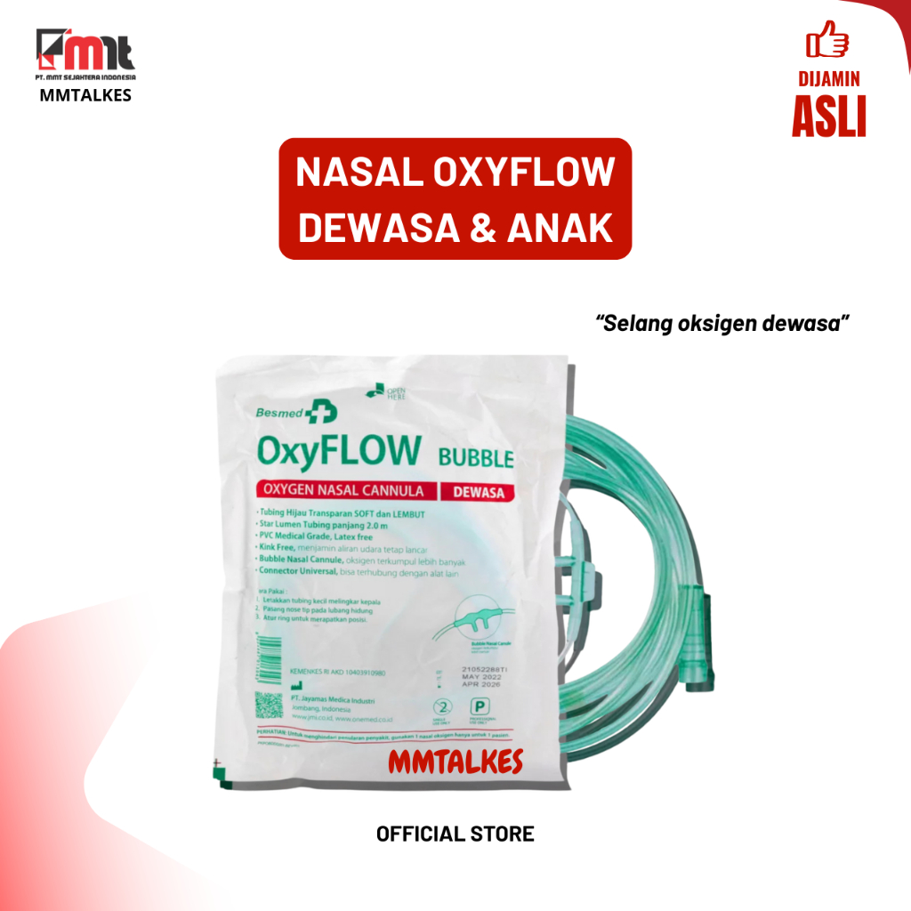 NASAL OXYGEN Cannula OXYFLOW DEWASA DAN ANAK/ Selang Oksigen / OxyFLOW BUBBLE/Nasal Oxygen ADULT AXI