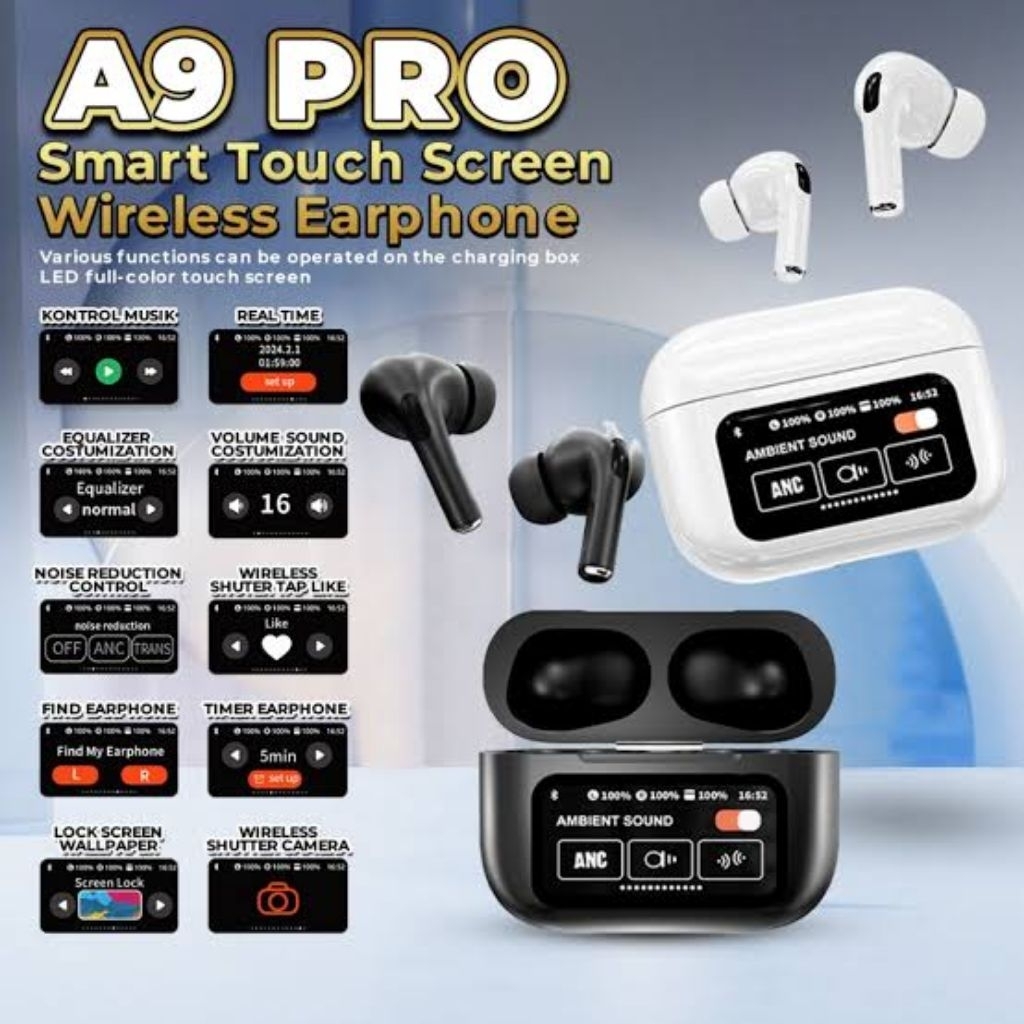 ANC/ENC A9 PRO Double Dark Noise Reduction Touch Control V.5.4. Headset Bluetooth TWS