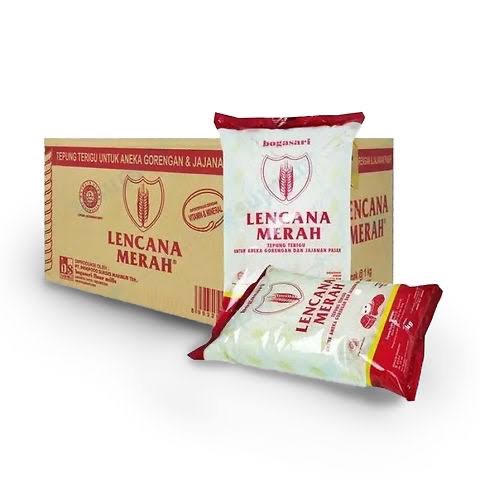 

[1DUS ISI 12]Tepung Terigu Lencana Merah Bogasari 1 Kg Protein Rendah