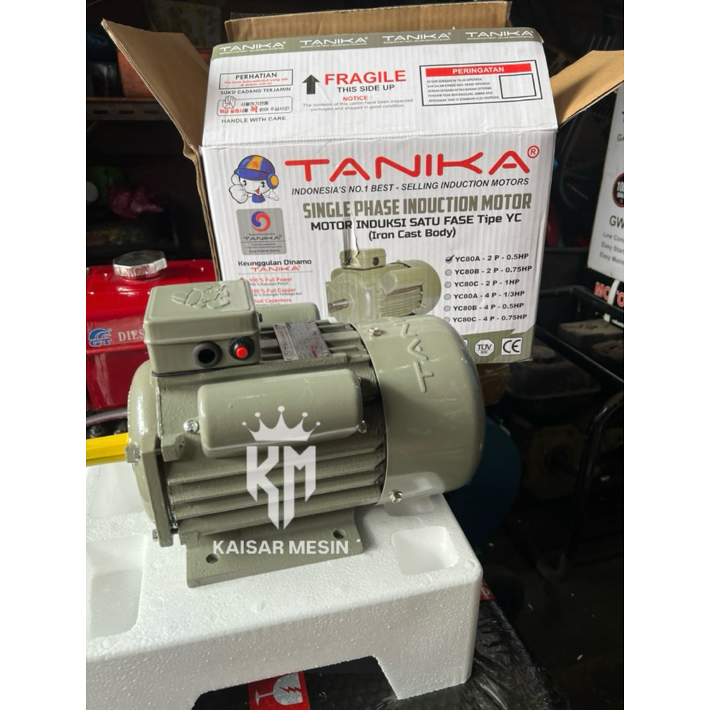 DINAMO ELEKTROMOTOR LISTRIK 0.5HP PUTARAN CEPAT 1 PHASE 100% TEMBAGA TANIKA