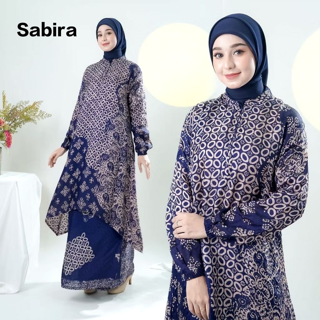 AZ-set tunik batik wanita modern/dress tunik casual&formal/gamis mewah-gamis terbaru(busui)one set m