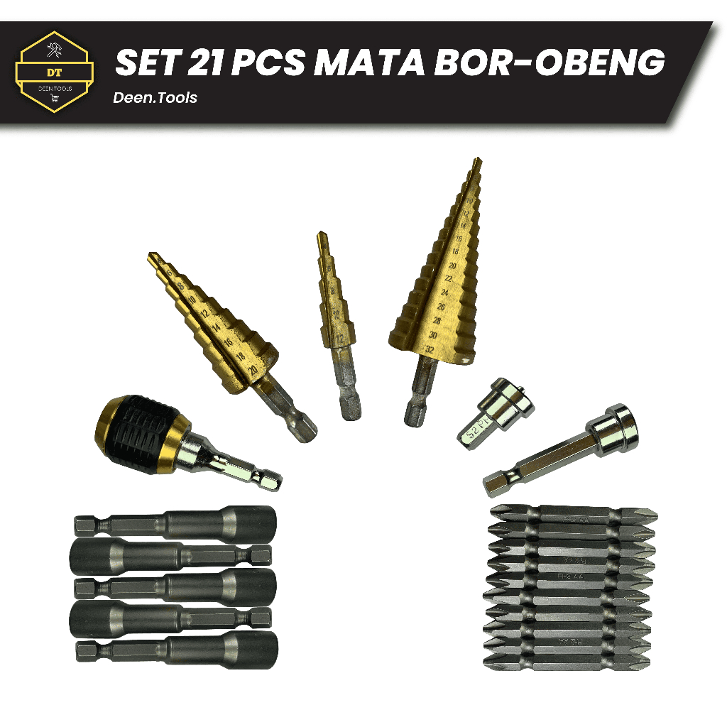 Paket Set Mata Bor STEP DRILL dril mata bor Pagoda besi kerucut Cone drill hole saw multifungsi