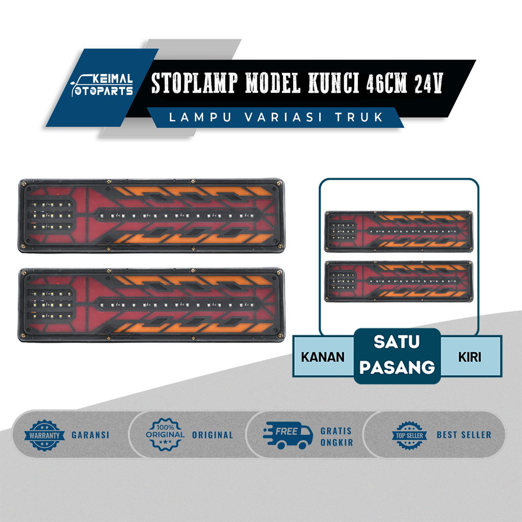 Stoplamp Truk Variasi 24 Volt Model Wrangler LED 1 Set Lampu Stop Rem Belakang Kiri & Kanan untuk Mo