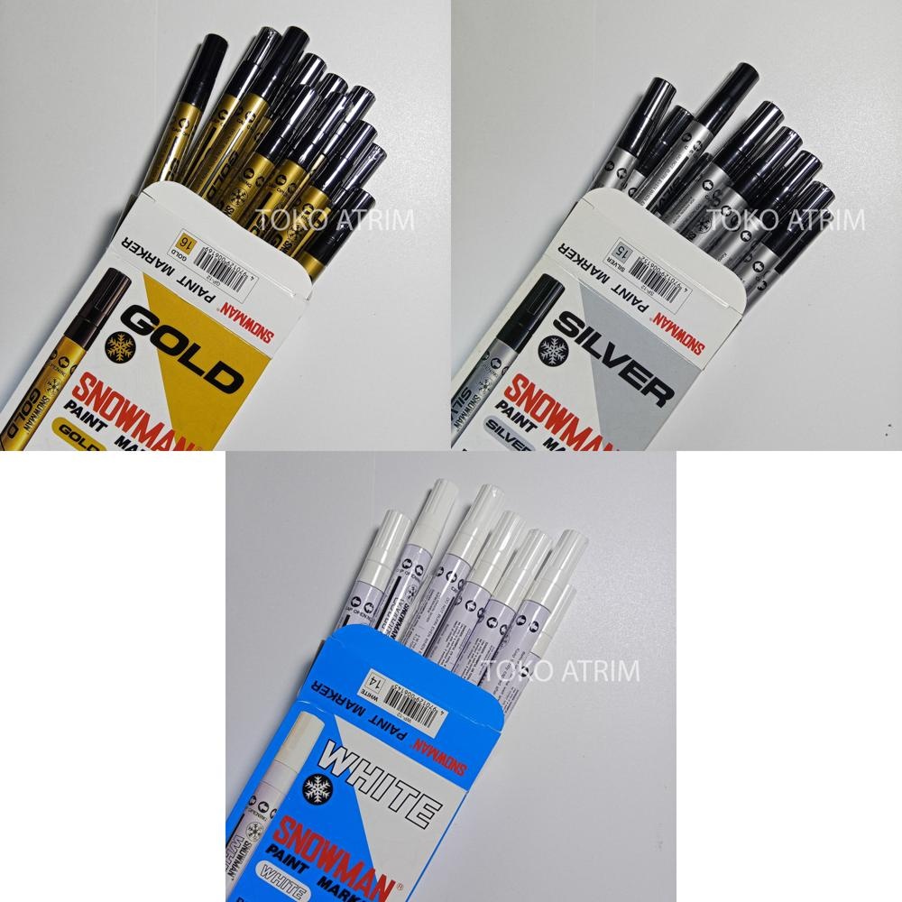 

SNOWMAN Paint Marker Permanen Spidol Emas Perak Putih Gold Silver White | 1 Pcs ASLI