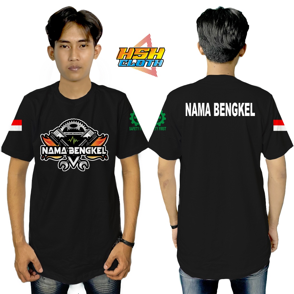 Baju Kaos Distro Mekanik Bengkel Gratis NAMA Bengkel Bisa Custom - HSHCloth