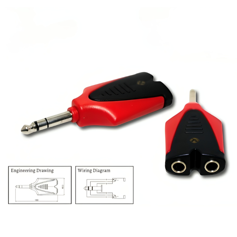 Jack T Akai Stereo 6.5 mm Roxtone / Jack Cabang Mic 6,5mm 6.5mm Converter Jack Akai Splitter Stereo