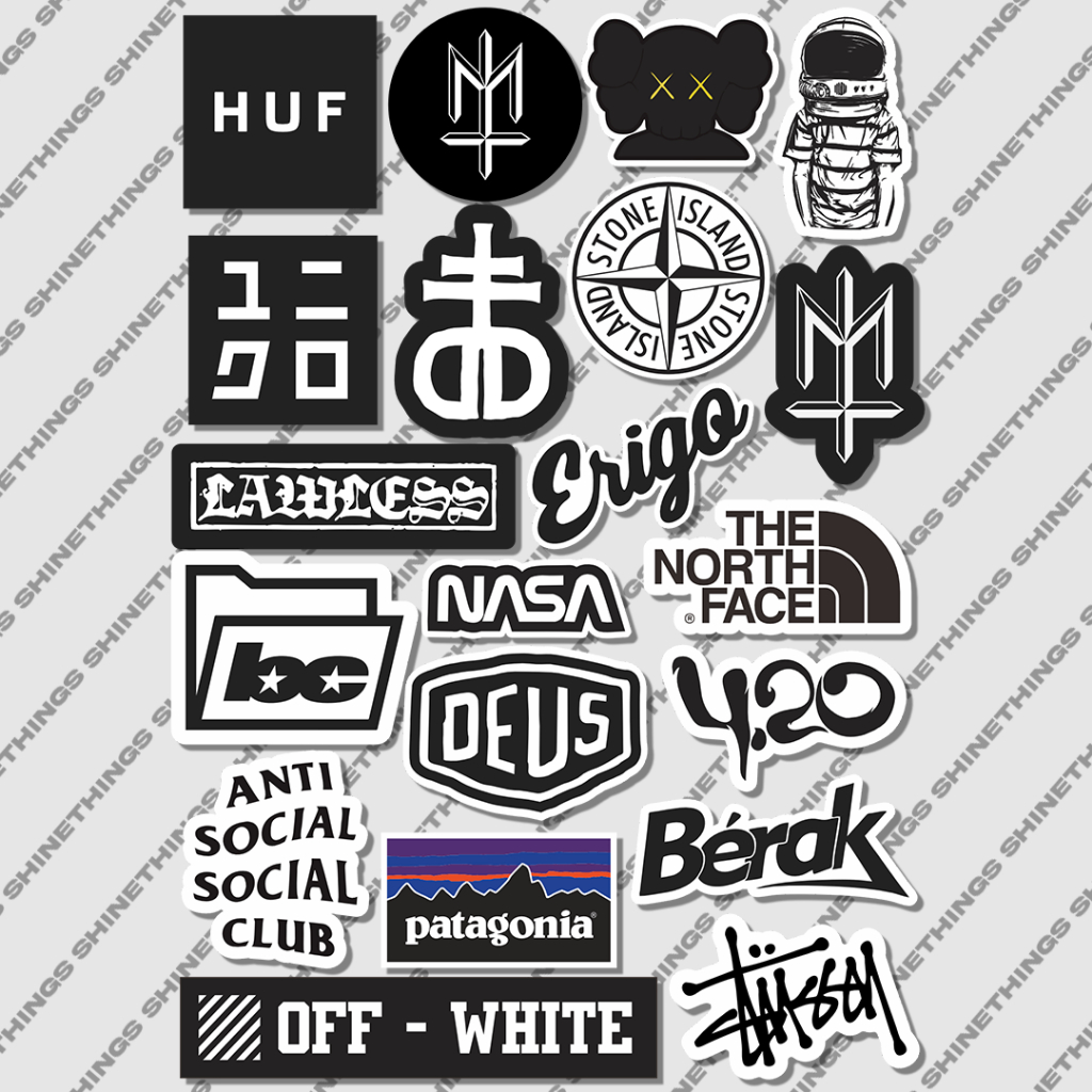 

sticker pack brand aesthetic hypebeast untuk helm anti air || stiker brand lokal