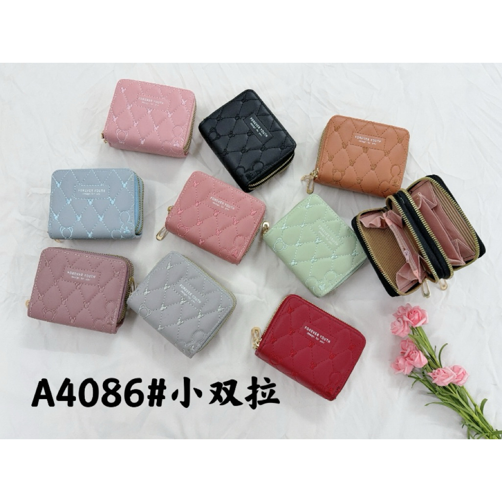 (Beelf) Dompet Zip Kecil Mickey Mouse Koin Wanita Fashion Trend Stylish Dompet Lipat Tas Pouch Girly