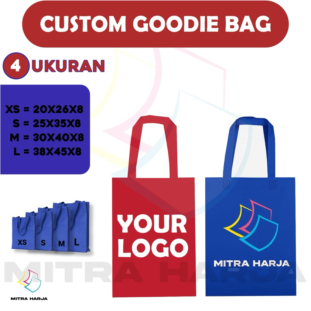 

Custom Sablon Tas Belanja Handle Spunbond Goodie Tote Bag Hajatan Logo Suvenir Pernikahan Ultah