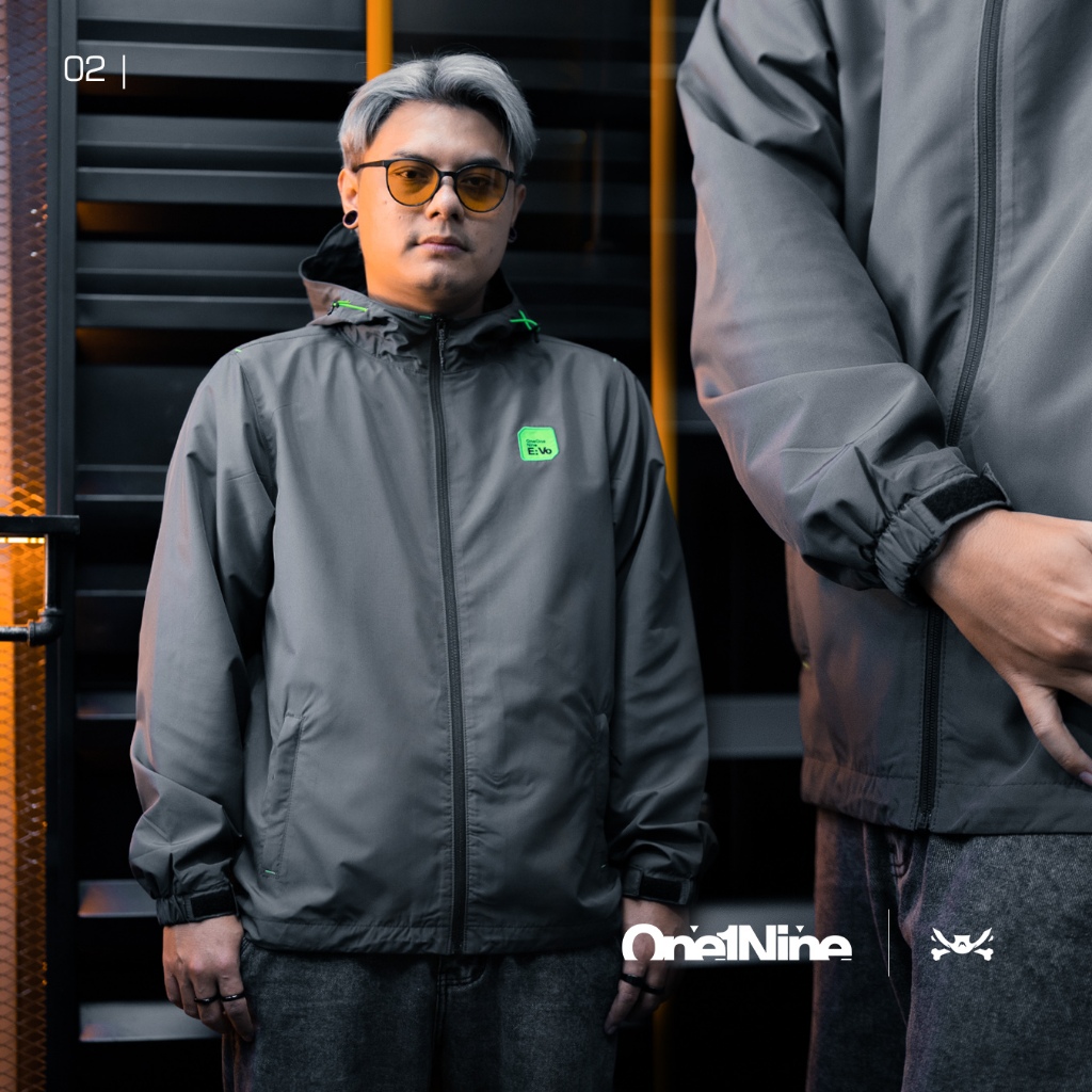 Oneonenine Jaket Outdoor Void Grey Series - Jaket Parasut Windproof Sablon Bordir