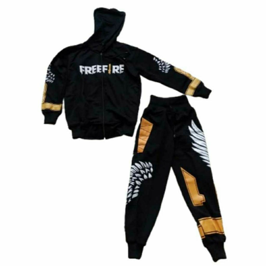 setelan jaket dan celana anak free fire ff game angel calca