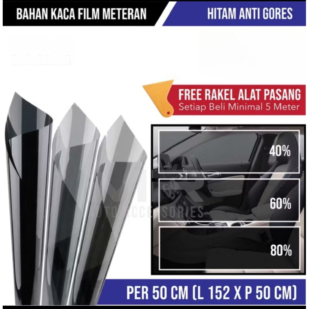 KACA FILM RIBEN / STICKER KACA FILM MOBIL / JENDELA KACA FILM 40%60%80%