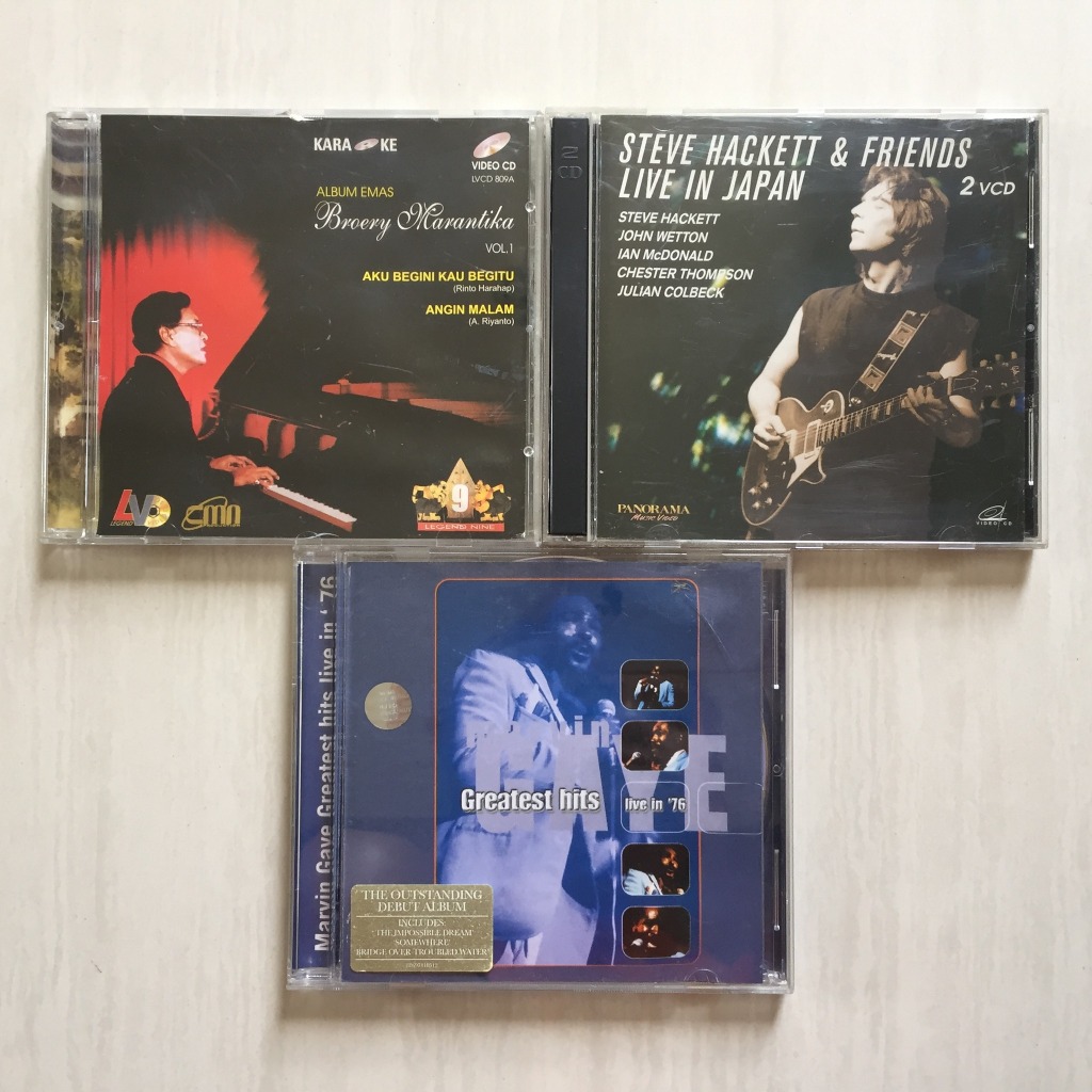 Paket 3 VCD musik: BROERY PESOLIMA + STEVE HACKETT + MARVIN GAYE