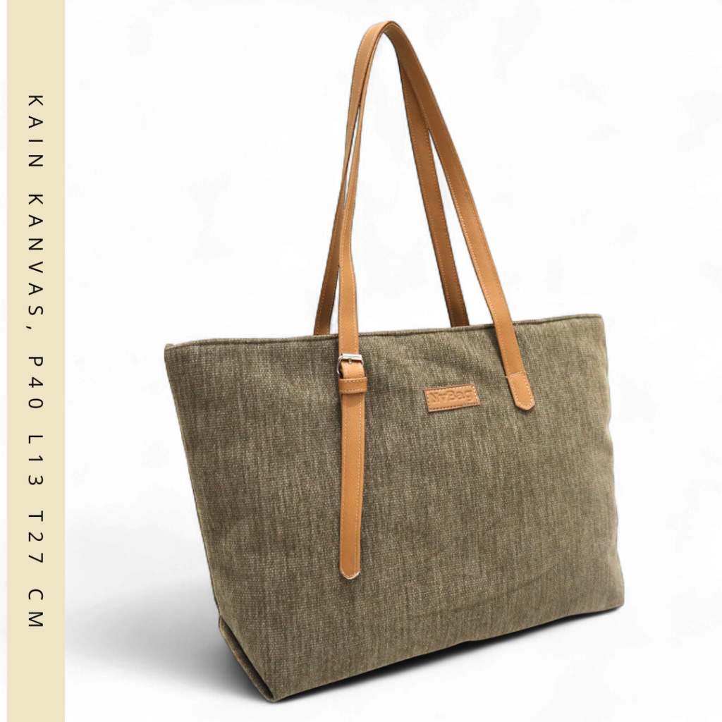 Tote Bag Kanvas Tali Gesper - Tas Bahu Wanita Kapasitas Besar Nuansa Elegan untuk Kerja dan Kuliah