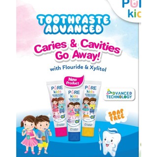 purekids Pure Kids Toothpaste Advanced With Fluoride & Xylitol (50gr) / orange, bubblegum, strawberr