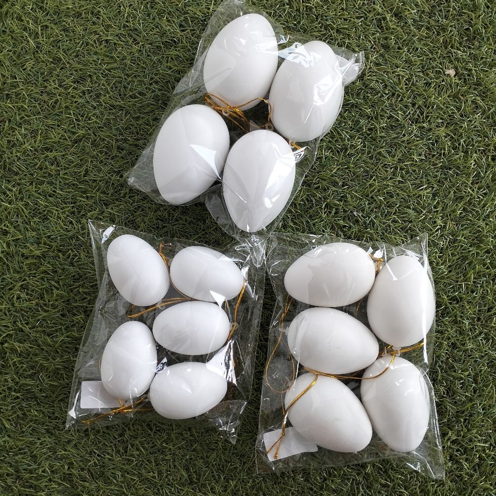 BACA DESKRIPSI - Telur Ayam/Telur Angsa/Telur Bebek Plastik/Mainan Telur Plastik/Hiasan Telur Keraji