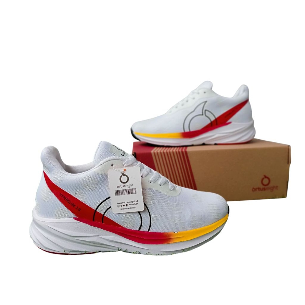Ortuseight Sepatu Running Hyperglide 2,0 White Red Shoes Pria Wanita