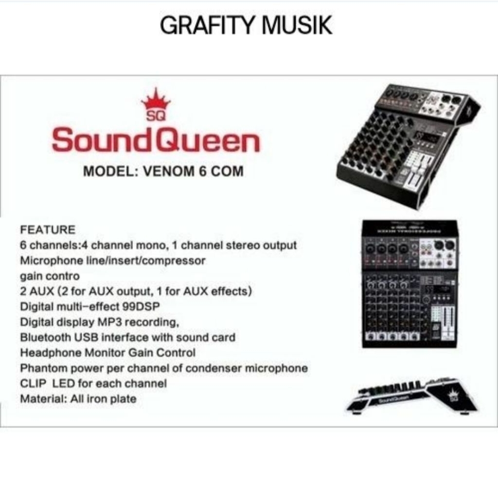 Mixer SoundQueen Venom 6/ Venom6 - 6 Channel Original