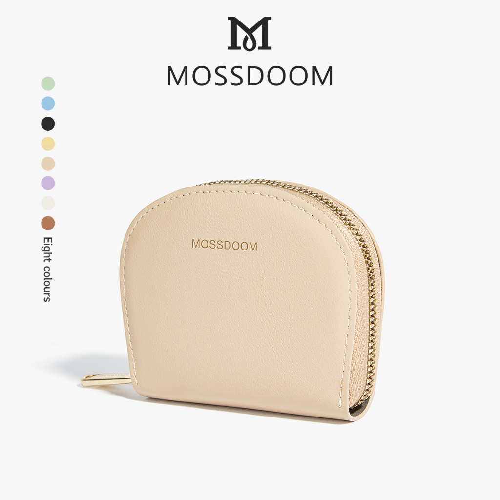 MOSSDOOM Dompet Kartu Elfrea Card Holder Setengah Bulat Wallet Zip Wanita——Apricot