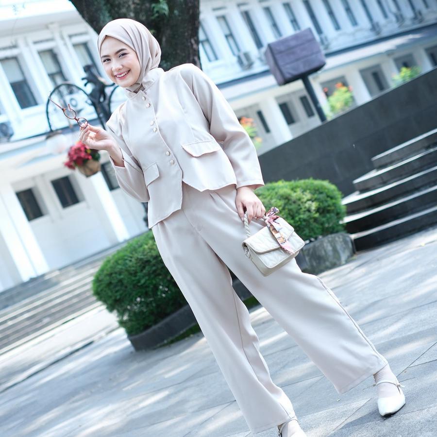 Mybamus Jelita One Set Blazer Pants Atasan Wanita Korean Style
