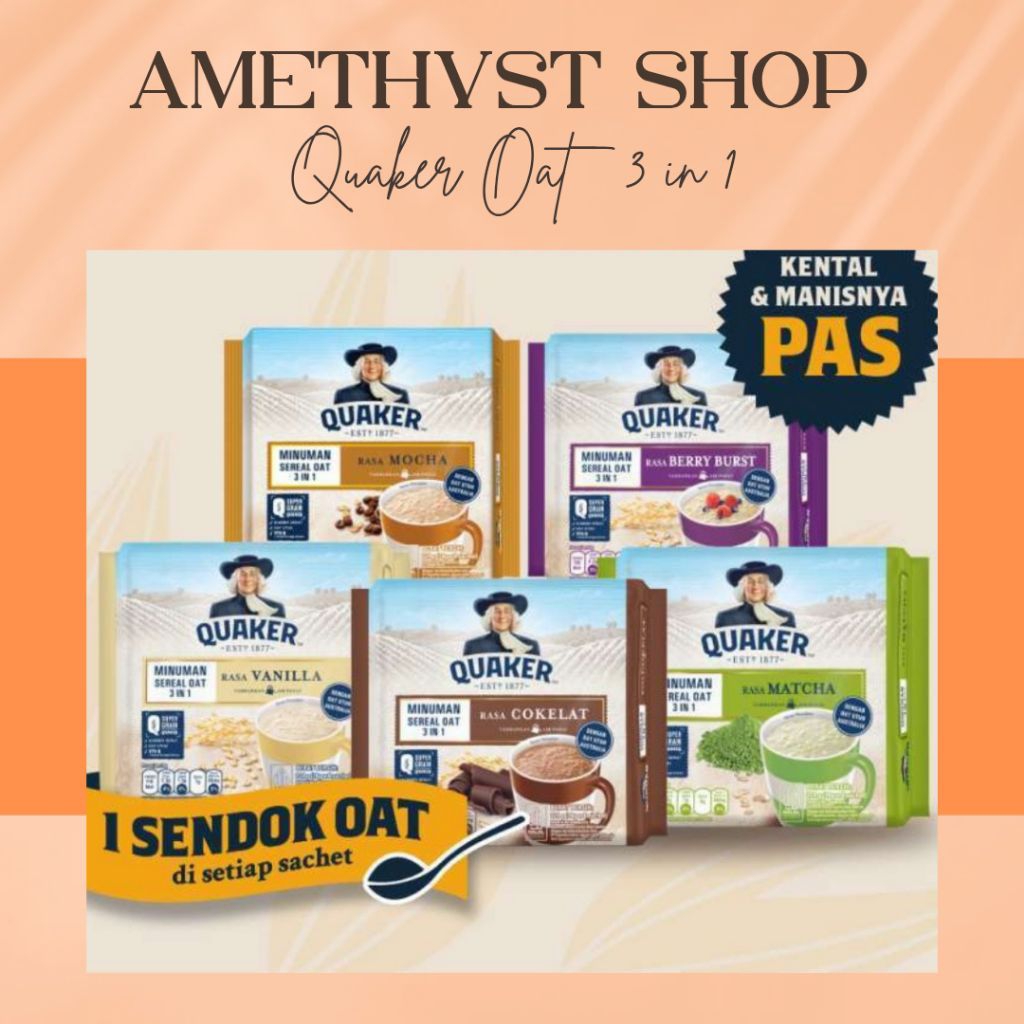 

[QUAKER] 3 in 1 Rasa Coklat Cokelat, Vanilla, Berry Burst, Matcha, Coffee Mocha 224 gr
