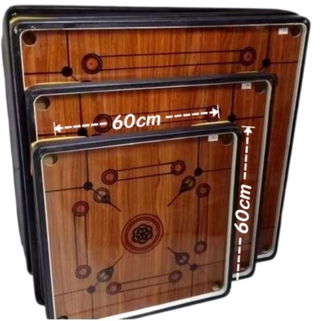 papan karambol ukuran kecil 60cmx60cm komplit dengan biji karambol dan serbuk kristal