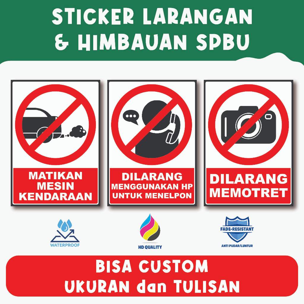 

Sticker Larangan dan Himbauan di POM Bensin SPBU Pertamina Shell Peringatan Keselamatan Anti Air Waterproof