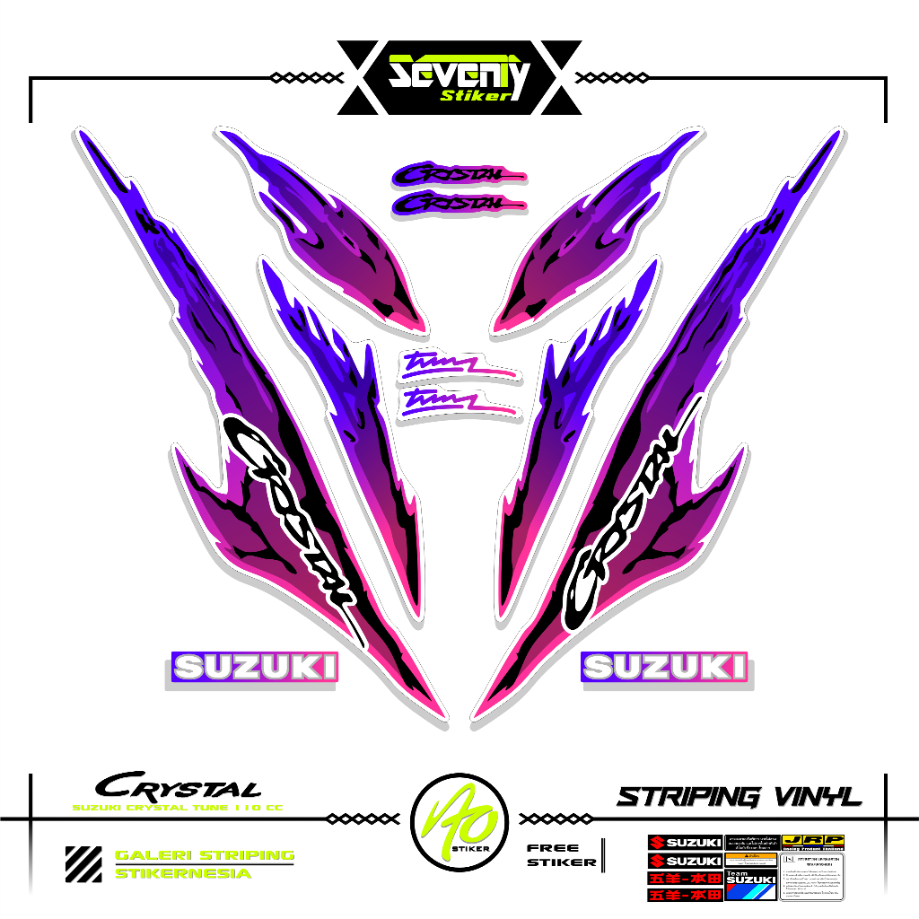STRIPING SUZUKI CRYSTAL TUNE MOTIF X45 STICKER CRYSTAL TUNE CUSTOM STIKER LIS BODY MOTOR CRYSTAL ORI