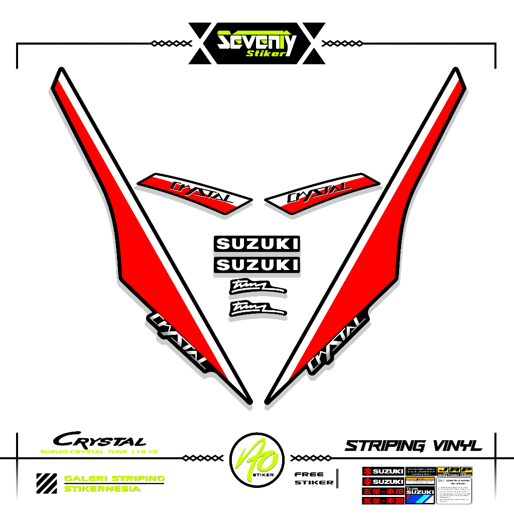 STRIPING SUZUKI CRYSTAL TUNE MOTIF X48 STICKER CRYSTAL TUNE CUSTOM STIKER LIS BODY MOTOR CRYSTAL ORI