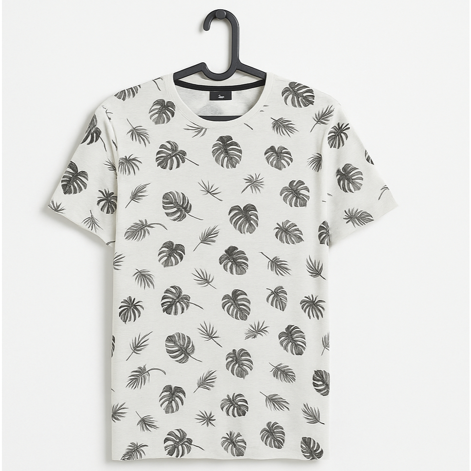 Kaos Pria Motif Daun Tropis - Stylish & Santai (Monstera & Palm)
