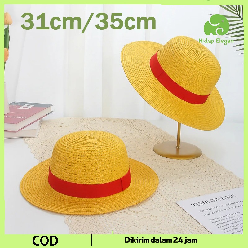 31/35cm Topi Anyaman Topi Jerami Dewasa Luffy One Piece Topi Jerami Luffy Topi Jerami Luffy One Piec