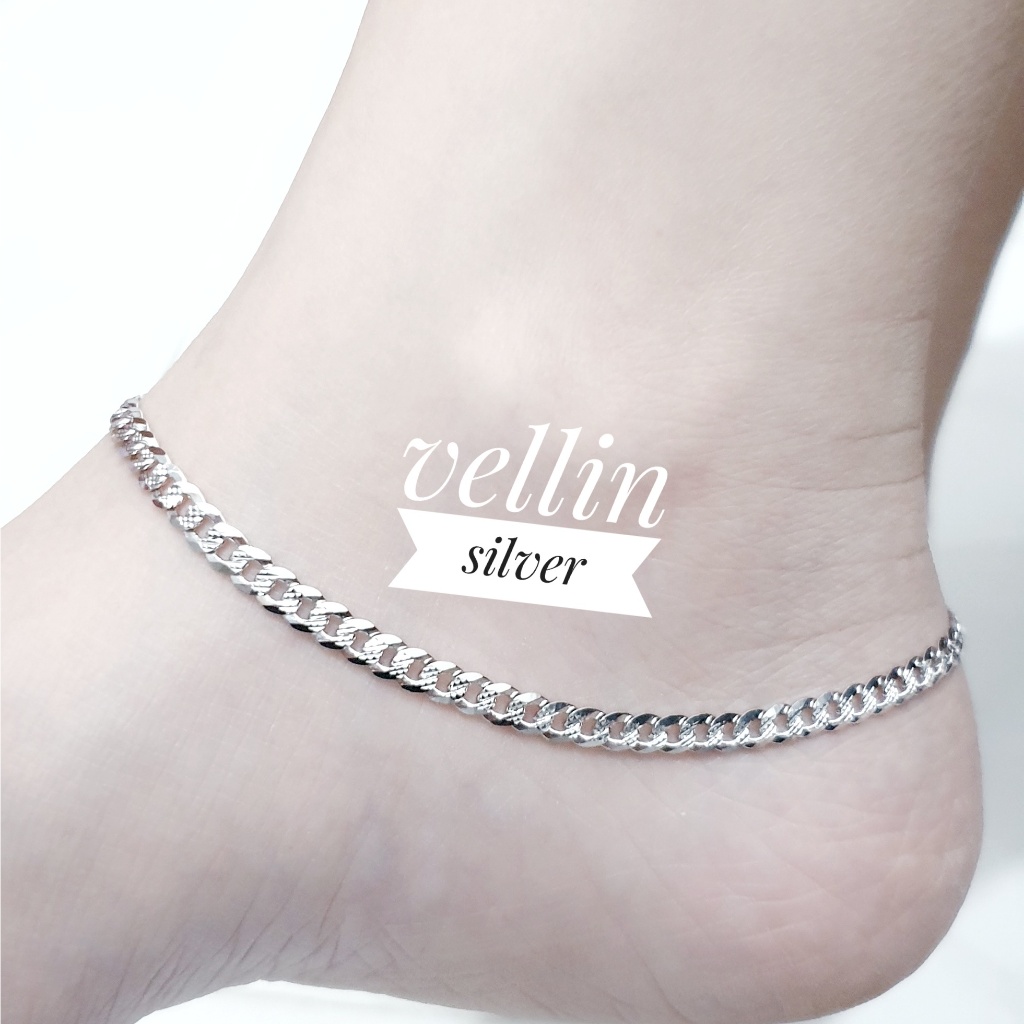 Gelang kaki sisik naga/perhiasan gelang wanita perak silver 925 lapis emas putih