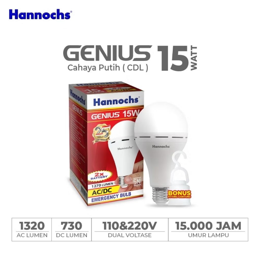 Led Hannochs Genius 15 Watt - Lampu Emergency Hannochs 15 W Lampu Hannochs