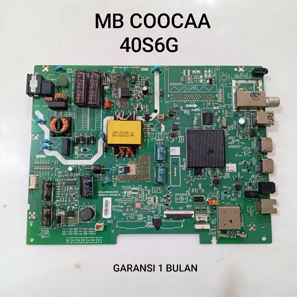 MB COOCAA 40S6G MAINBOARD - MOTHERBOARD - MOBO - MODUL MESIN TV COOCAA 40S6G