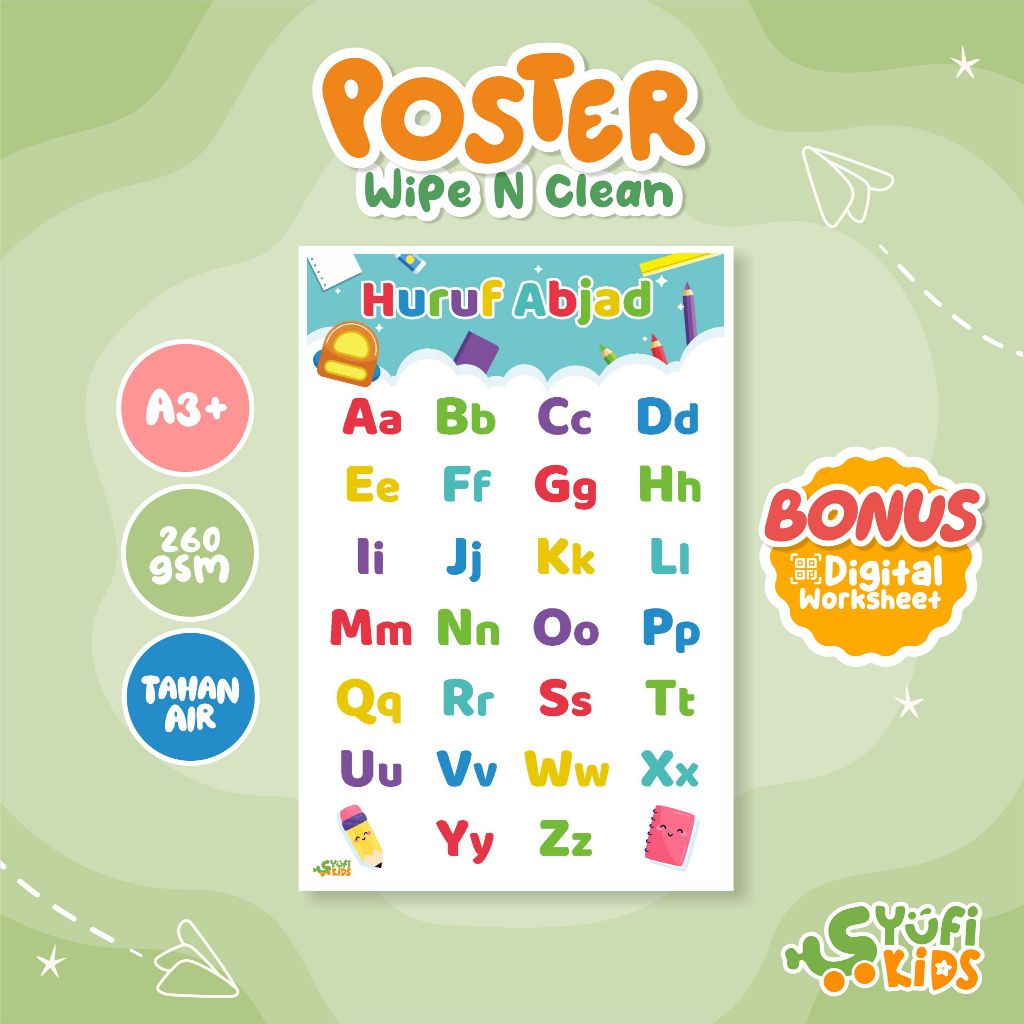 Yufikids/Poster ABC - Poster Alphabet-  Poster Edukasi Anak