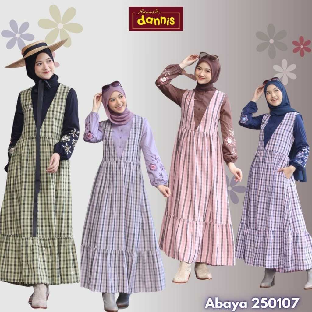 NEW ARRIVAL ABAYA D'BELVA A250107 BY DANNIS COLLECTION | ABAYA GAMIS REMAJA DEWASA MOTIF KOTAK BAHAN