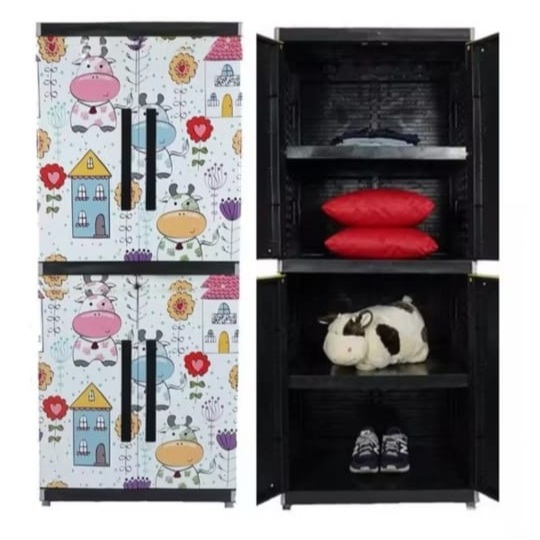 RB Lemari Plastik Miami Orlando Jumbo 4 Susun Karakter Sapi Teddy Full Rak