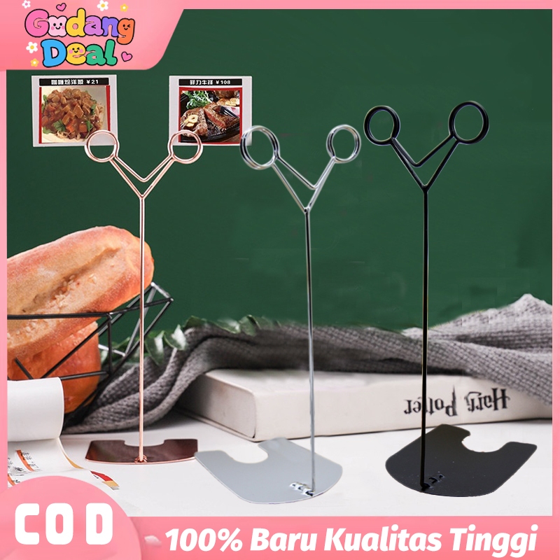 

20cm Stainless Tiang Nomor Meja Standing Price Tag Menu Stand Display Holder Foto Price Tag