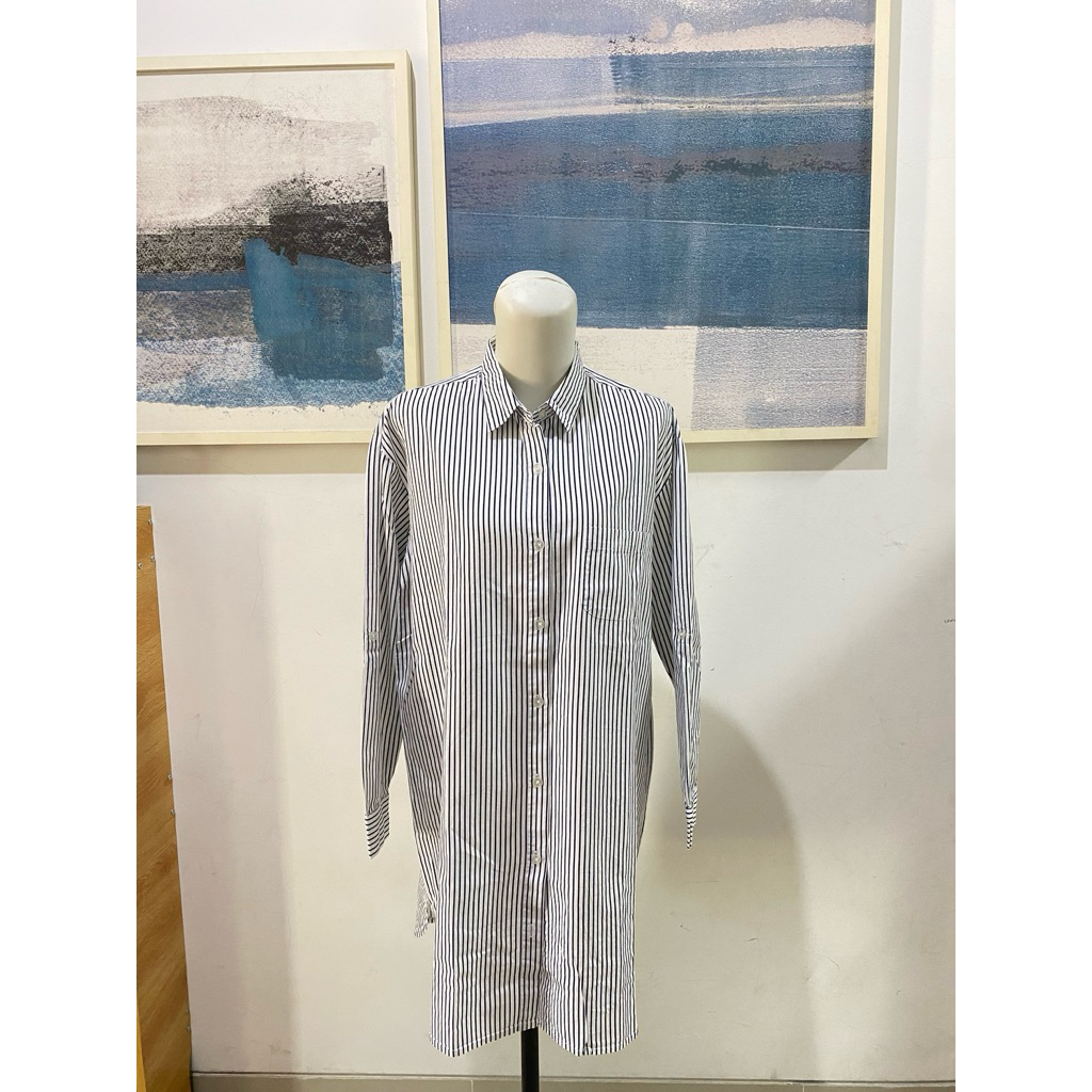 kemeja panjang cewek garis