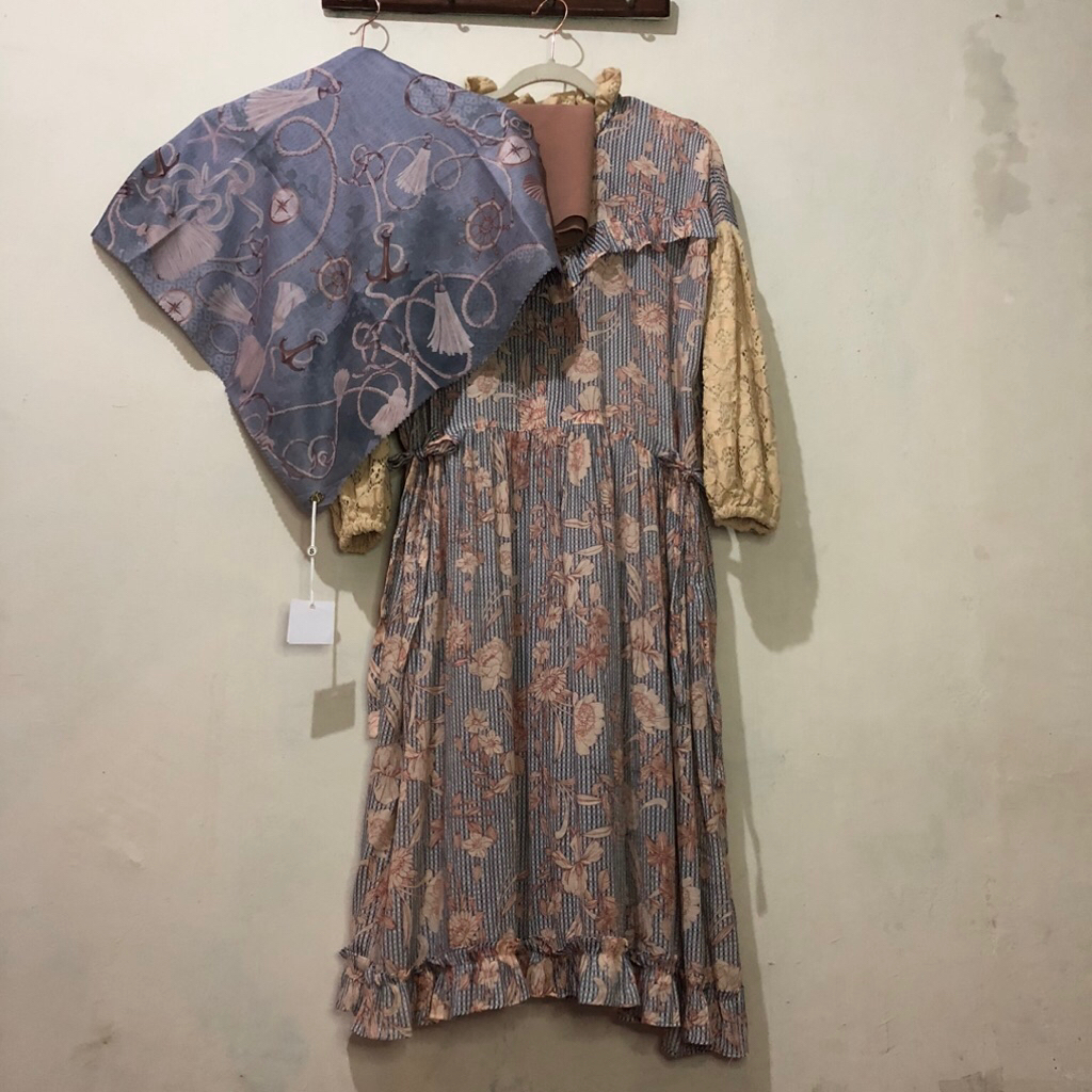 [PRELOVED] Haidee Orlin Midi Giardini Dress + Buttonscarves Nautical Sailor