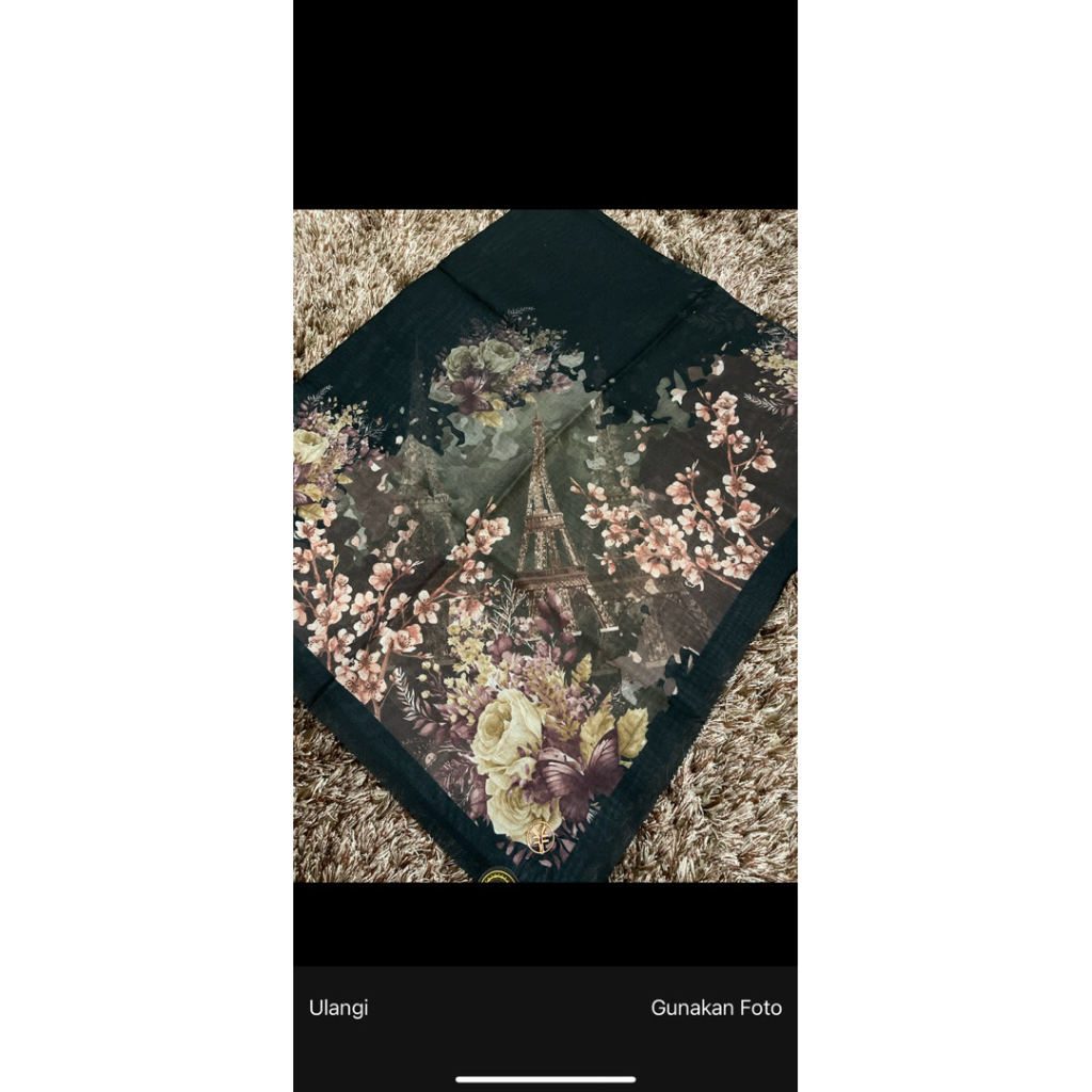 Yeffa - Hijab Segi Empat Hitam Series Digital Printing