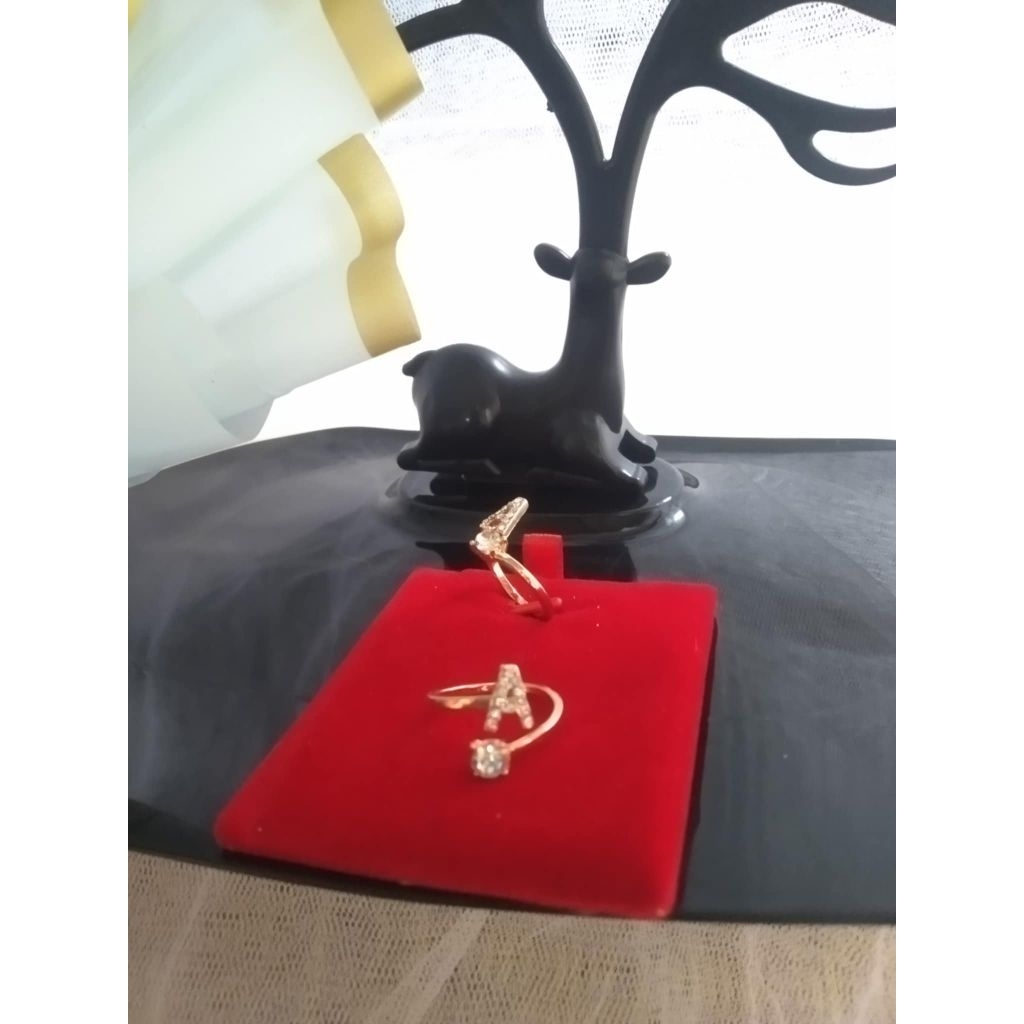 Cincin perhiasan huruf inisial cincin aksesoris emas