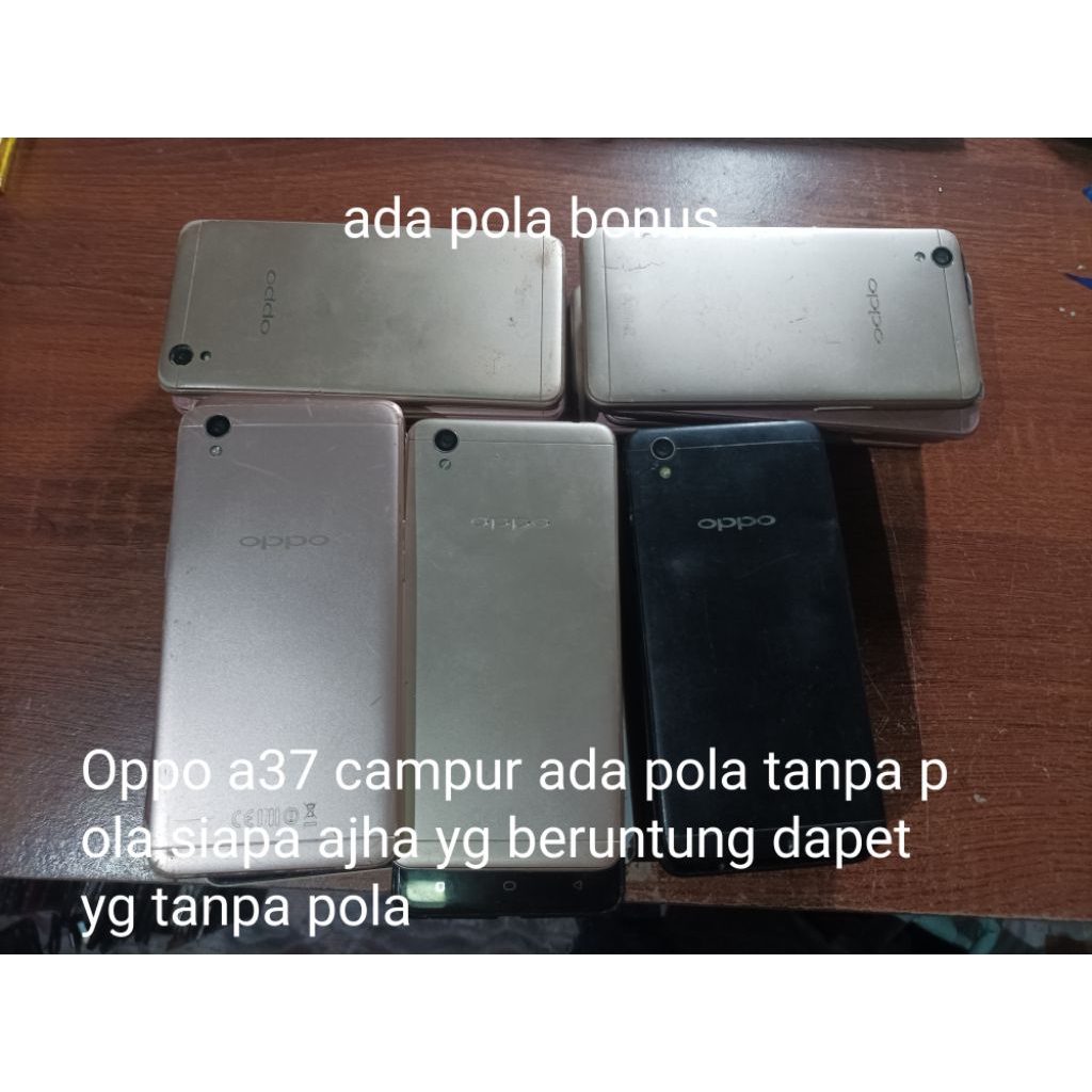 Oppo a37 minus lcd hape unit ada batre sinyal aman segel garansi terpasang ada pola bonus/resiko ent