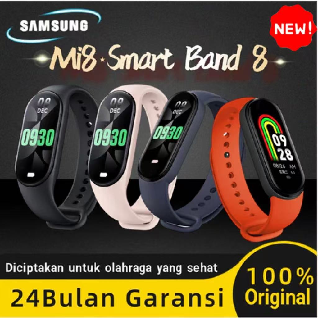 【✨100% Original】SAMSUNG Mi8 Smart Band Smartwatch Garansi Resmi/Band 8 Mi Band 8 Smartwatch Garansi 