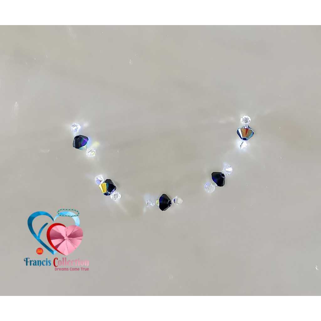 Francis Collection. G D03. Gelang Kristal Swarovski Asli. Anti Karat. Model Bicone 5mm diapit Bicone